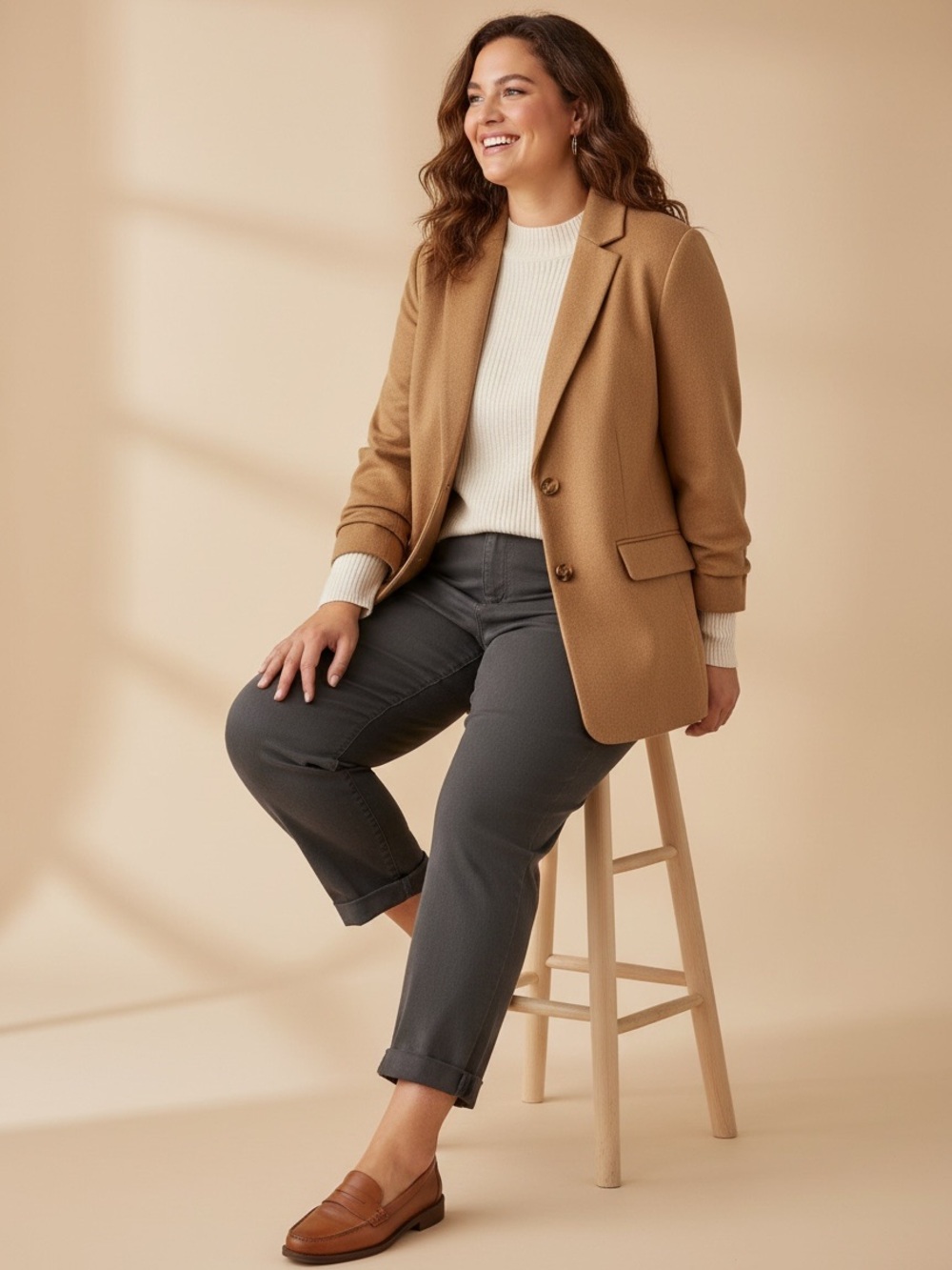 Talbots BRUSHED ITALIAN Wool Blend BLAZER Sz 16W Brown NEW Heritage Classic